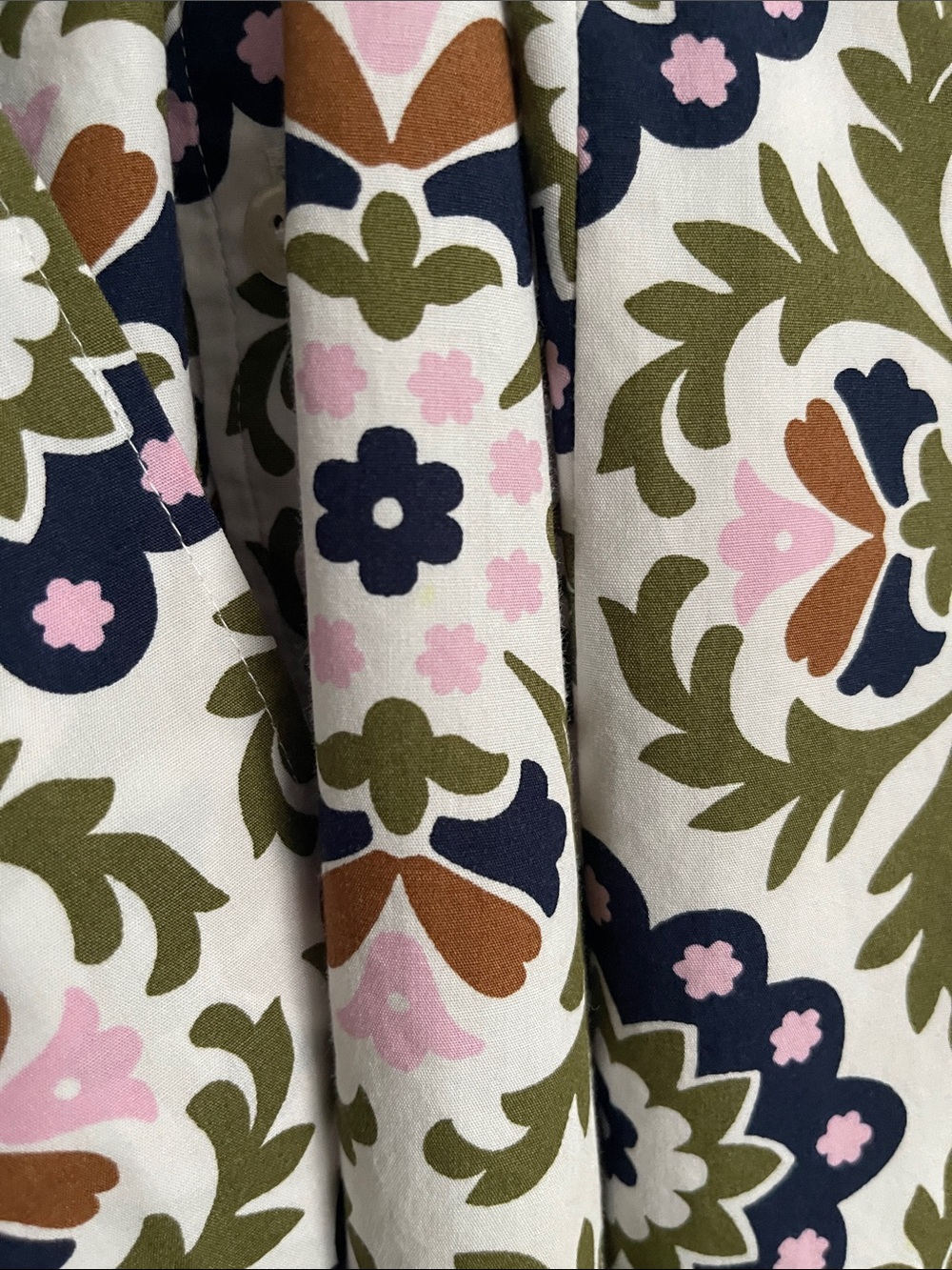 Boden Sleeveless Midi Dress in White with Navy, Olive & Pink Floral Print - Picture 2 of 6